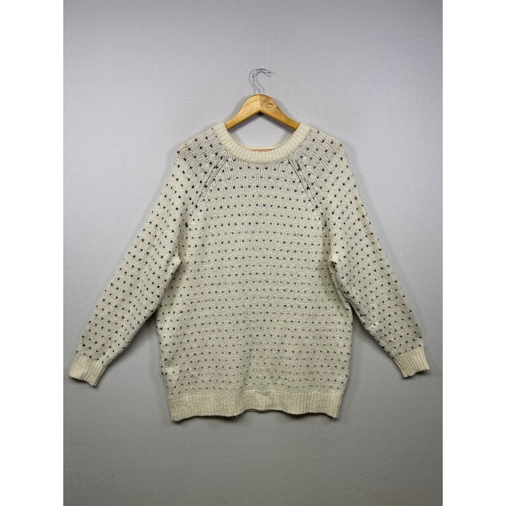 Aerie Grandmacore‎ Cottagecore Womens Large Cream Polka Dot Crewneck Sweater